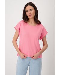 Monari - T- Shirt Basic Pima uni Mit Rundhalsausschnitt - Lyst