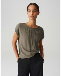 Opus - Kurzarmshirt SESONNE Regular im Materialmix - Lyst