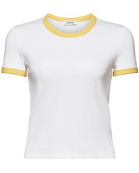 Esprit - Ringer-T-Shirt mit Rippstruktur (1-tlg) - Lyst