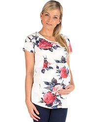 F&K-Mode - Umstandsbluse Umstand Shirt Bluse Tunika kurzarm Blumen-Print - Lyst
