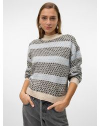 Vero Moda - Strickpullover VMTRIXIE LS HIGHNECK PULLOVER GA BOO mit Strickmuster - Lyst