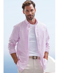 John Devin - Langarmhemd Regular Fit Streifenhemd mit Button-down-Kragen, aus reiner Baumwolle - Lyst