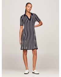 Tommy Hilfiger - Polokleid CABLE &F POLO SS SWT DRESS mit Mini-Zopfmuster - Lyst