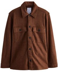 Next - Strukturierte Bouclé-Hemdjacke mit Wollanteil (1-St) - Lyst