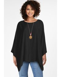 PEKIVESSA - Tunika Blusentunika oversized mit Fledermausärmel Modische Halskette inklusive - Lyst