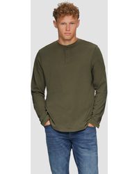 QS - Langarmshirt Henley mit Knopfverschluss - Lyst