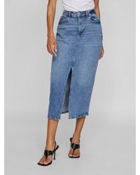 Vila - Jeansrock Vijaf Hw Midi Denim Skirt-Noos - Lyst