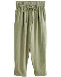 Next - Leinenhose Hose mit Barrel-Bein und Bindegürtel aus Leinenmix (1-tlg) - Lyst