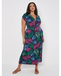 Apricot - Maxikleid Tropical Palm Maxi Wrap Dress, in Wickeloptik, mit Blumendruck - Lyst