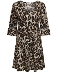 Jacqueline De Yong - Shirtkleid Ikat Musterdesign mit V-Ausschnitt und Volant Ärmeln - Lyst