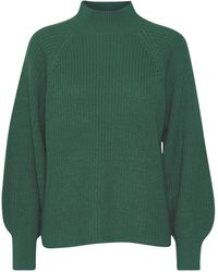 B.Young - Strickpullover Grobstrick Pullover Ballonärmeln Sweater mit Kragen 6692 in Petrol - Lyst