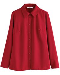 Next - Langarmhemd Langärmeliges Button-down-Hemd aus Crêpe (1-tlg) - Lyst