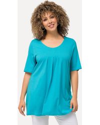 Ulla Popken - T-Shirt Zierfalten A-Linie Rundhals Halbarm Modal - Lyst