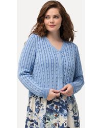 Ulla Popken - Strickjacke Zopfmuster Two-Tone-Feinstrick - Lyst