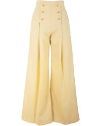 Rua & Rua - & RUA Marlene-Hose aus Wolle mit weitem Bein in Gelb (1-tlg) - Lyst