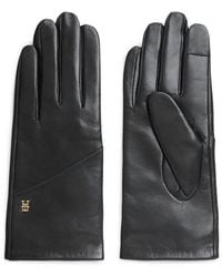 Tommy Hilfiger - Lederhandschuhe Elevated Chic Leather Gloves Regular Fit Mit Markenlogo - Lyst