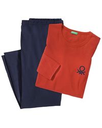 Benetton - Pyjama (Set, 2 Tlg) Aus Reinem Baumwoll-Jersey - Lyst