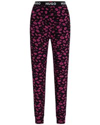 HUGO - Pyjamahose Unite Pants Printed sichtbarem Bund mit Marken-Logos - Lyst