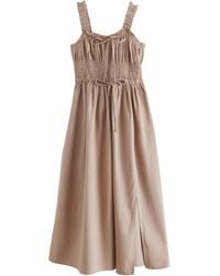 Next - Midikleid Mittellanges Kleid mit Bindedetail vorne (1-tlg) - Lyst
