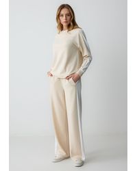 Jimmy Key - Strickhose Beige Sweatshirt Mit Seitenstreifen - Lyst