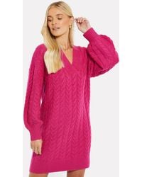 Threadbare - Jerseykleid mit tollem Strickmuster - Lyst