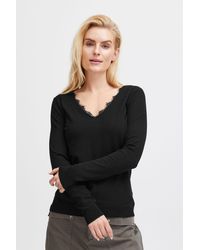 Pulz - Strickpullover PZSARA V-Neck Lace Pullover - Lyst