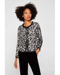 Esprit Mit Wolle/Alpaka: Tiger-Jacquard-Pullover - Weiß