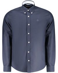 North Sails - Langarmhemd Langarmshirt Blau mit Stickerei und Button-Down-Kragen - Lyst