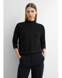 Comma, - 3/4 Arm-Pullover Strickpullover Feinstrickpullover Aus Viskosemix Mit Stehkragen - Lyst