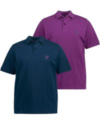 JP1880 - Poloshirt Poloshirts Basic 2er-Pack Piqué gekämmte Baumwolle (2-tlg) - Lyst
