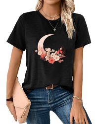 PYL - T- bequemes Sommer Kurzarmbluse Locker Blumen Print-Shirt Bequem für Freizeit und Büro,Strandurlaub - Lyst