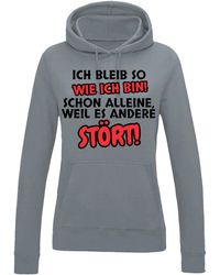 Youth Designz - Kapuzenpullover " bleibe so wie ich bin" Hoodie Pullover Witziger Aufdruck mit lustigen Print für Frauen - Lyst