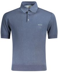 Guess - Strickpullover Eleganter Pullover Blau mit Stickerei und 3 Knöpfen - Lyst