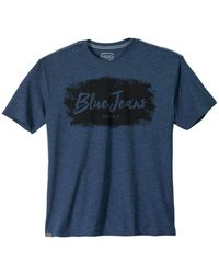 Redfield - Rundhalsshirt Übergrößen T-Shirt blau melange Print - Lyst
