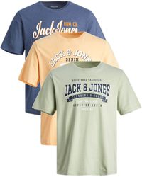 Jack & Jones - Print- (Spar-Set, 3er-Pack) Big Size Shirt, Übergröße aus Baumwolle - Lyst