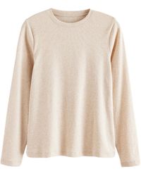 Next - Langarmshirt Langärmeliges, geripptes Rundhals-Oberteil (1-tlg) - Lyst