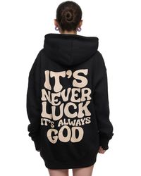 Worldclassca - Oversized "" Hoodie Kapuzenpullover Sweatshirt PRINT ` NEVER LUCK IT`S ALWAYS GOD - Lyst