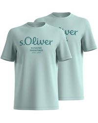 S.oliver - T-Shirt Casual (2-tlg) mit Rundhals-Ausschnitt, kurzarm, Logo-Aufdruck im 2er Pack - Lyst