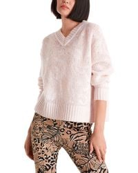Marc Cain - V-Ausschnitt-Pullover "Sports Animal Crossing" Premium mode Gemusterter Sweater – Knitted in Germany - Lyst