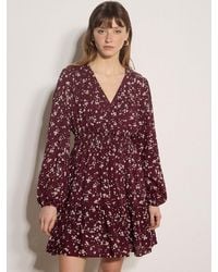 Apricot - Minikleid Daisy Spray Wickelkleid Mit Blousonärmeln - Lyst