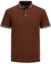 Jack & Jones - Poloshirt Polo Shirt JJEPAULOS Sommer Hemd Kragen Pique Cotton (1-tlg) 3613 in Braun - Lyst