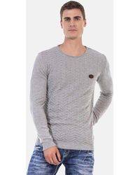 Cipo & Baxx - Rundhalspullover Pullover mit Zopfmuster, CP240 - Lyst