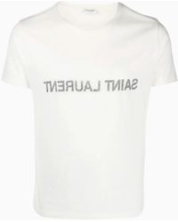 Saint Laurent - Camiseta Con Logo Reverse, Talla - Lyst