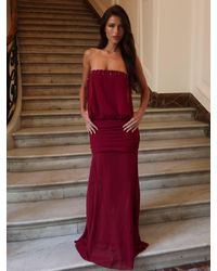 Outcast - Lumen Maxi Dress Burgundy - Lyst