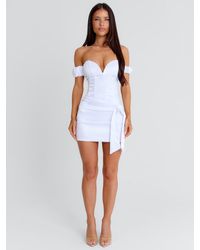 nicoletta mini dress Nicoletta NC3086 Elegant A-line Mini Dress Ivory / 2