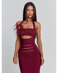 Outcast - Lunabelle Midi Dress Burgundy - Lyst