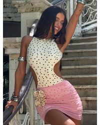 Outcast - Madisona Mini Dress Cream Polka Dot - Lyst