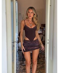 Outcast - Nathalie Corset Top Mauve Leopardo - Lyst