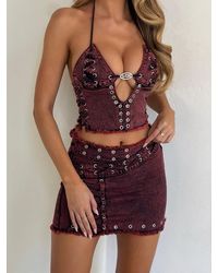 Outcast - Selenite Mini Skirt Denim - Lyst