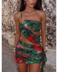 Outcast - Ena Mini Skirt Ruby Hibiscus - Lyst